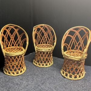 Set of Three Woven Rattan Chairs